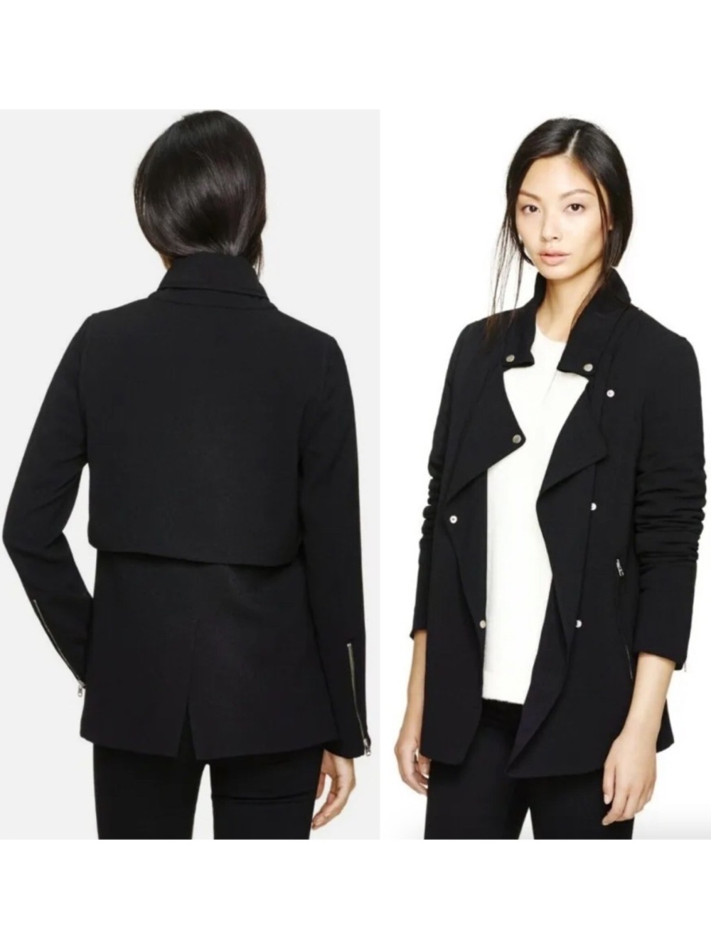Aritzia Wilfred Mayet Moto Jacket Black Crepe Women’s Size Medium